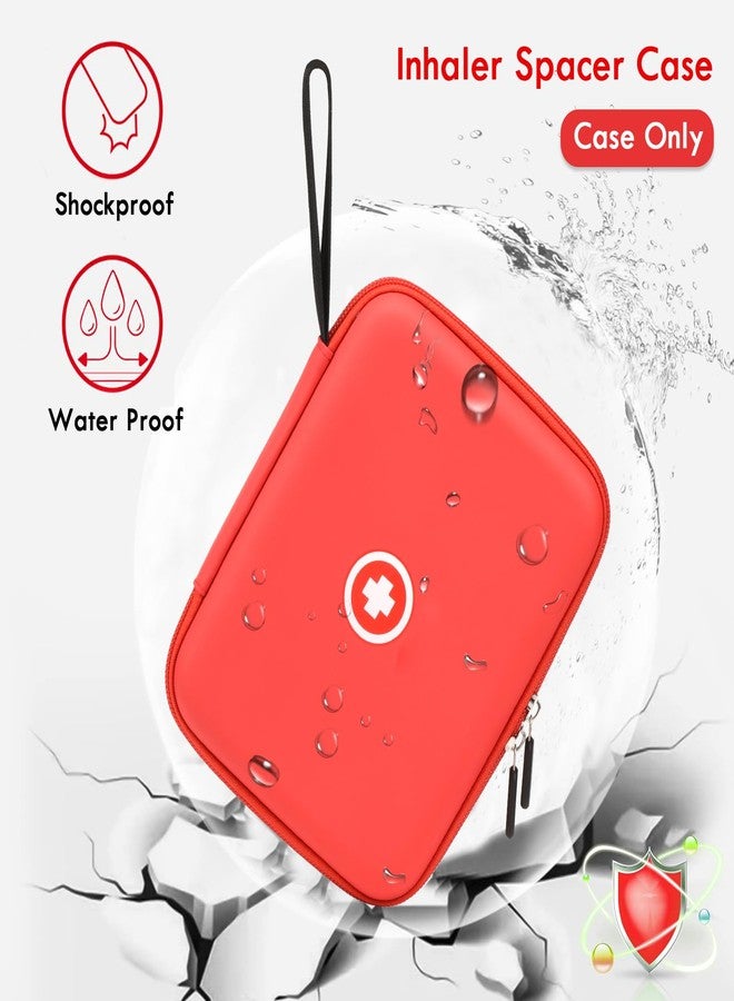 Fukumi Hard Travel Case for Asthma Inhaler, Inhaler Spacer Case for Kids and Adults, Masks, Asthma Accessories Case with Mesh Pocket for Medicine and Other Accessories, Red (Case Only - Image 4