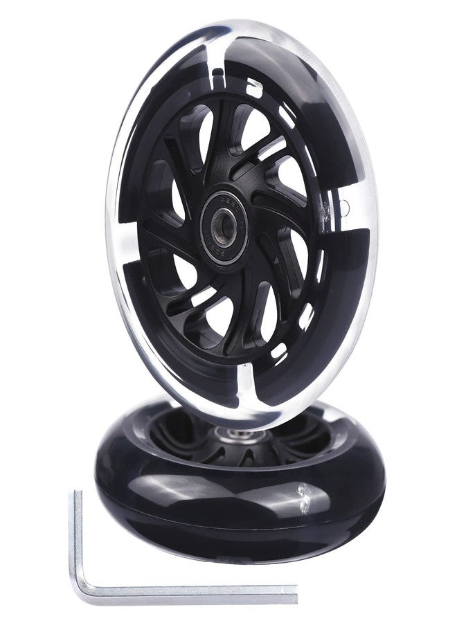 Gladeer 120mm Light Up Flashing Scooter Front Replacement Wheels w/Bearings for Micro Kids 3-Wheeled Kick Scooters (Black) - Image 1