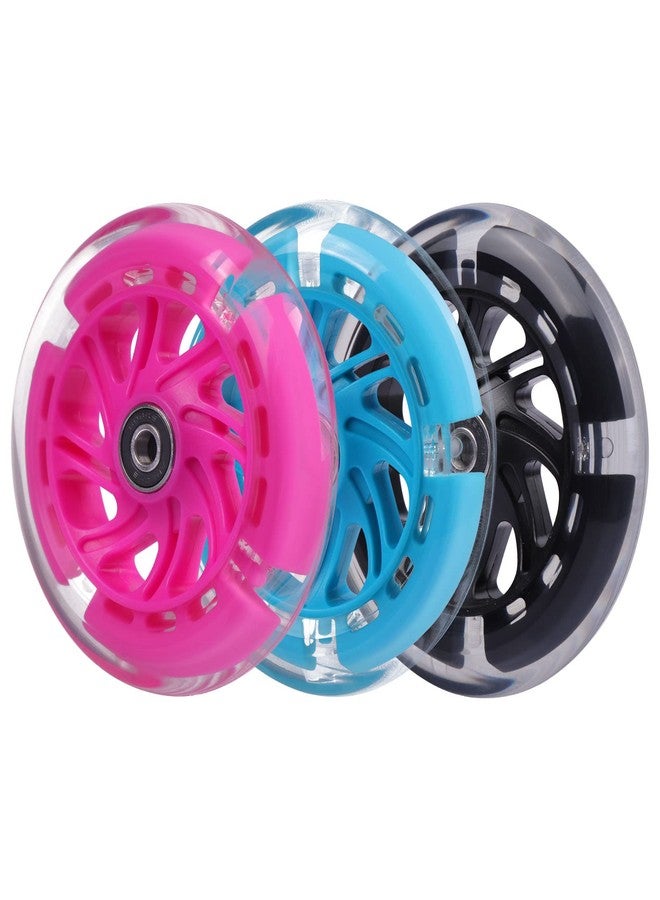 Gladeer 120mm Light Up Flashing Scooter Front Replacement Wheels w/Bearings for Micro Kids 3-Wheeled Kick Scooters (Black) - Image 4