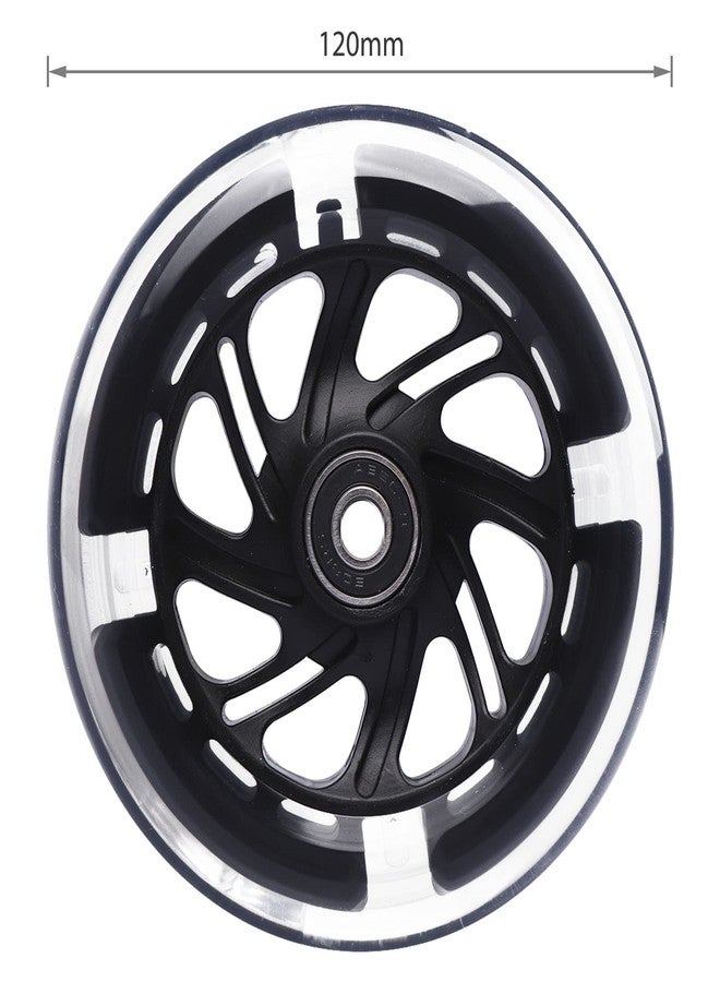Gladeer 120mm Light Up Flashing Scooter Front Replacement Wheels w/Bearings for Micro Kids 3-Wheeled Kick Scooters (Black) - Image 3