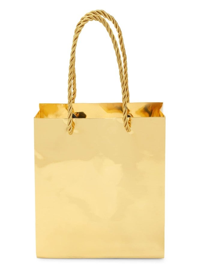 Sparkle and Bash Gold Goodie Bags - Mini Metallic Gold Reusable Paper Bags for Party Favors, Pack of 24, 6 x 5 x 2.5 Inches, Rope Handles - Image 5