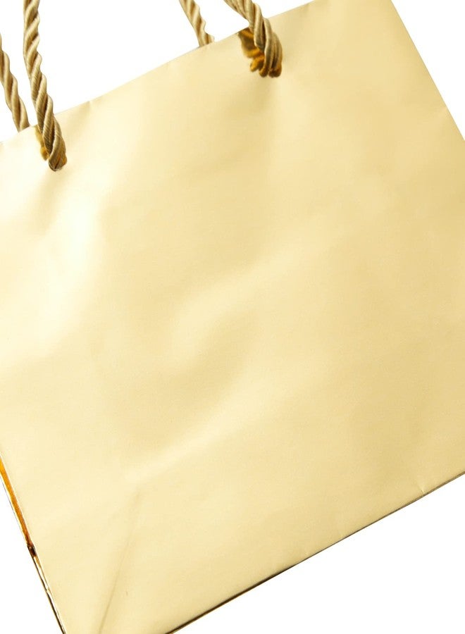 Sparkle and Bash Gold Goodie Bags - Mini Metallic Gold Reusable Paper Bags for Party Favors, Pack of 24, 6 x 5 x 2.5 Inches, Rope Handles - Image 3