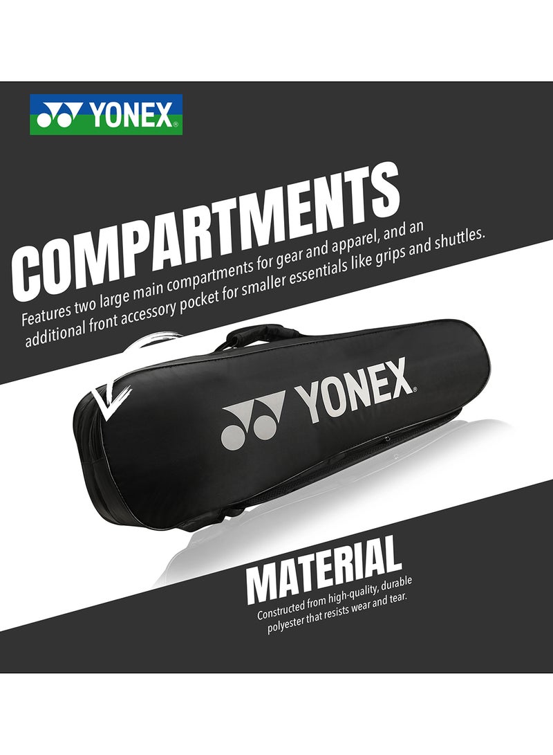 يونيكس حقيبة يونيكس الأنيقة لمعدات تنس الريشة - حقيبة رياضية تتسع لـ 6 مضارب، مزودة بجيب رئيسي مزدوج السحاب، وجيب لتخزين الملابس، وجيب جانبي، وأحزمة ظهر قابلة للتعديل. - Image 5