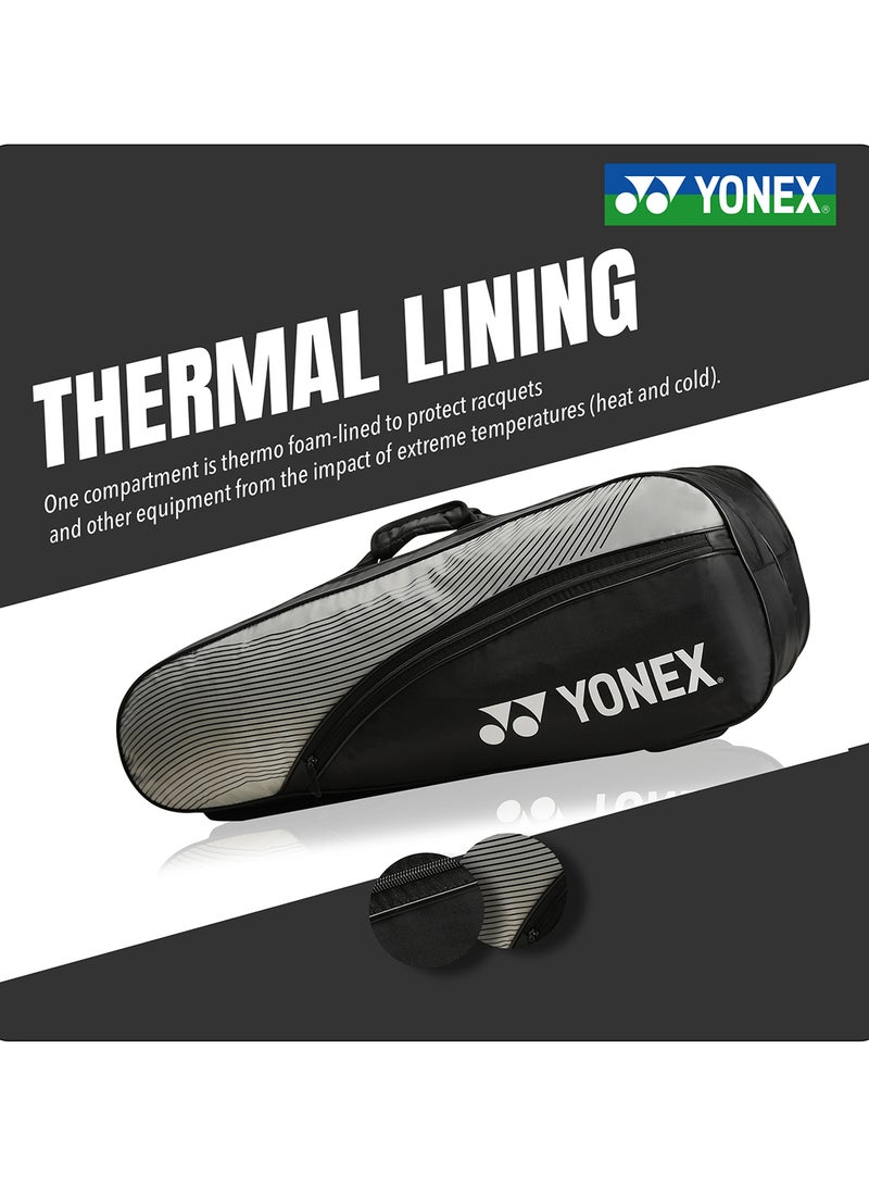 يونيكس حقيبة يونيكس الأنيقة لمعدات تنس الريشة - حقيبة رياضية تتسع لـ 6 مضارب، مزودة بجيب رئيسي مزدوج السحاب، وجيب لتخزين الملابس، وجيب جانبي، وأحزمة ظهر قابلة للتعديل. - Image 4