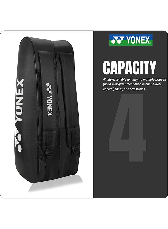 يونيكس حقيبة يونيكس الأنيقة لمعدات تنس الريشة - حقيبة رياضية تتسع لـ 6 مضارب، مزودة بجيب رئيسي مزدوج السحاب، وجيب لتخزين الملابس، وجيب جانبي، وأحزمة ظهر قابلة للتعديل. - Image 3