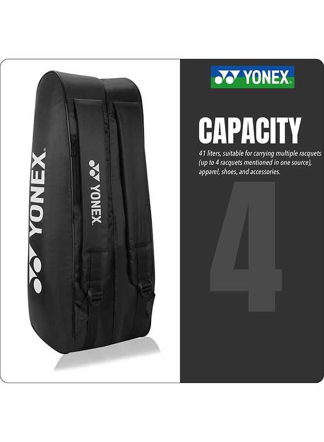 Yonex Stylish Badminton Kit Bag – 6 Racquet Capacity Sports Bag with Double Zipper Main Compartment, Clothes Storage, Side Pocket and Adjustable Back Straps - Image 3