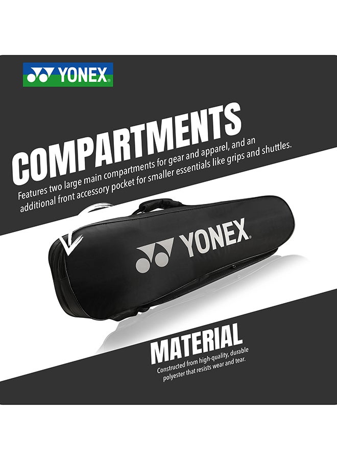 Yonex Stylish Badminton Kit Bag – 6 Racquet Capacity Sports Bag with Double Zipper Main Compartment, Clothes Storage, Side Pocket and Adjustable Back Straps - Image 5