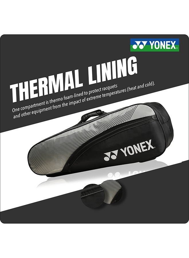 Yonex Stylish Badminton Kit Bag – 6 Racquet Capacity Sports Bag with Double Zipper Main Compartment, Clothes Storage, Side Pocket and Adjustable Back Straps - Image 4