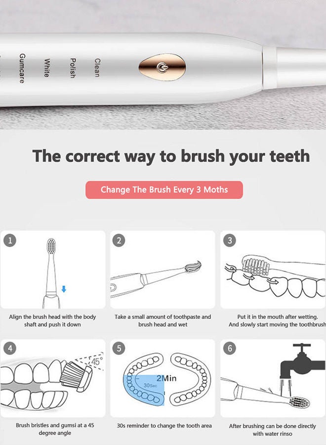 شاربدو سونيك فرشاة الأسنان الكهربائية ، وفرشاة الأسنان الكهربائية للكبار والأطفال ، والسفر فرشاة الأسنان الكهربائية بما في ذلك 6 رؤساء دوبونت ، 5 طرق ، مع 2 دقيقة توقيت ذكي - Image 5