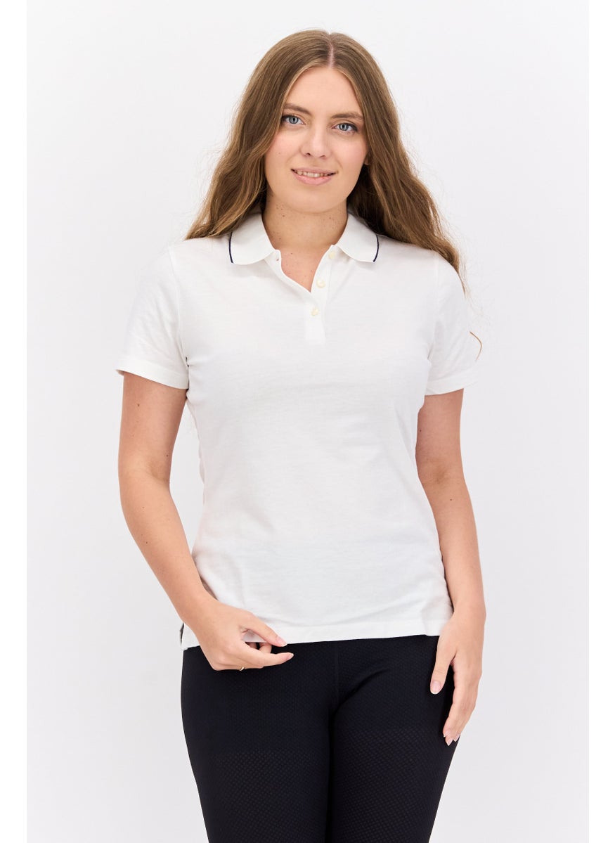 Women Regular Fit Solid Short Sleeves Polo, White - pzsku/ZD3BFD0C0EB743075903AZ/45/_/1731420663/b2cb1da2-47fb-4978-b0fb-c65d8f301f63