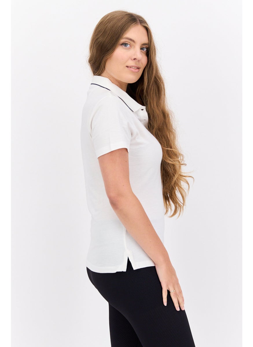 Women Regular Fit Solid Short Sleeves Polo, White - pzsku/ZD3BFD0C0EB743075903AZ/45/_/1735568129/437d422f-4b5c-41bc-b888-0e863d70d313