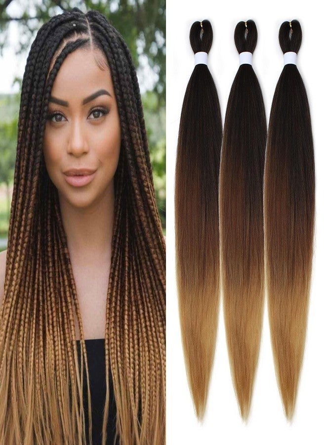 Siphis Brown to Honey Blonde Ombre Braiding Hair Pre stretched,#1b3027 Box Hair for Braiding Hypoallergenic Knotless straight Crochet Braids Ez Braid Synthetic Twist Braids Hair - Image 1