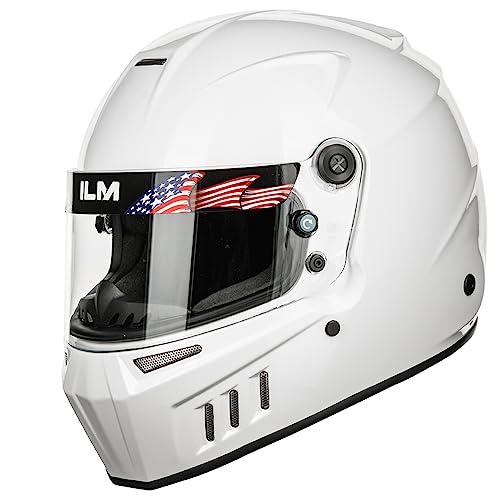 ILM Snell SA2025 Full Face Auto Racing Helmets Lightweight Fiberglass for Adult Men and Women Model 890S White - Image 1