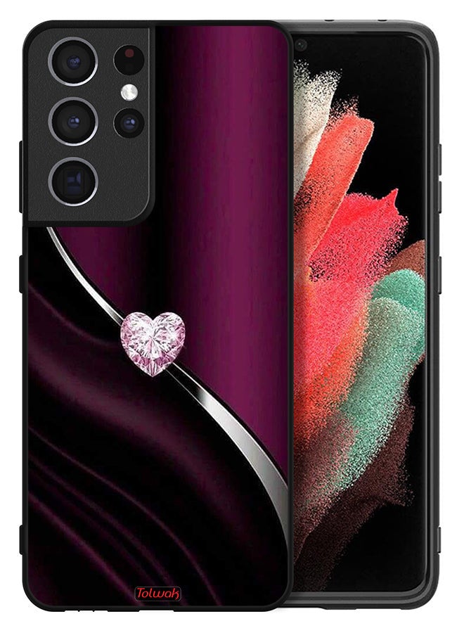 Tolwak Samsung Galaxy S21 Ultra 5G Protective Case Cover Diamond Heart - Image 2