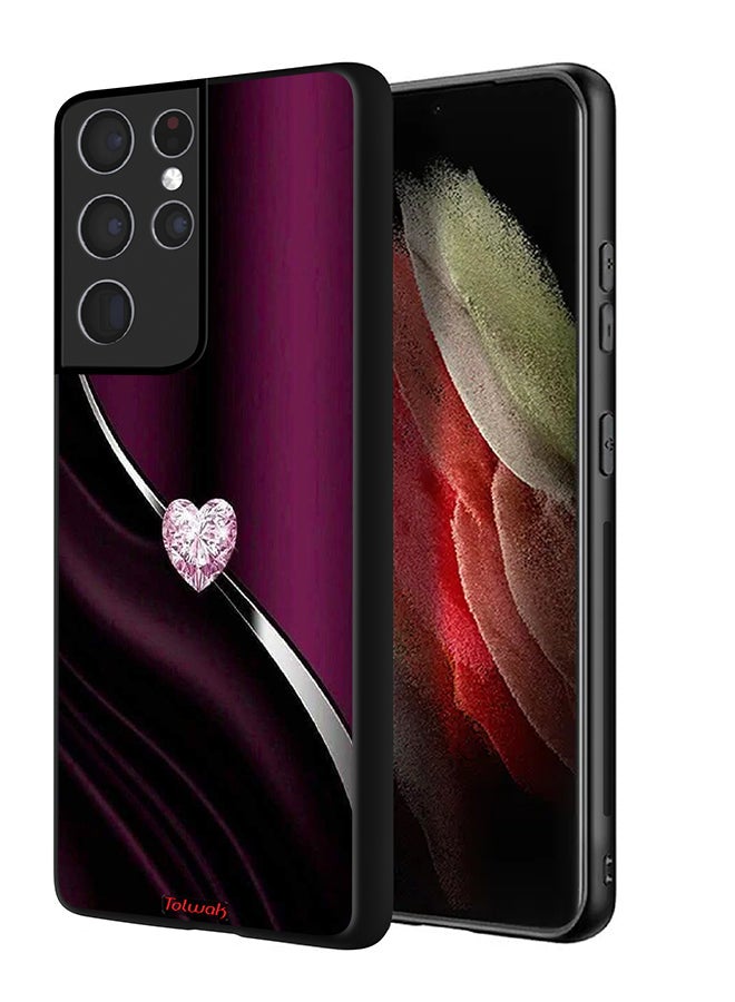 Tolwak Samsung Galaxy S21 Ultra 5G Protective Case Cover Diamond Heart - Image 1