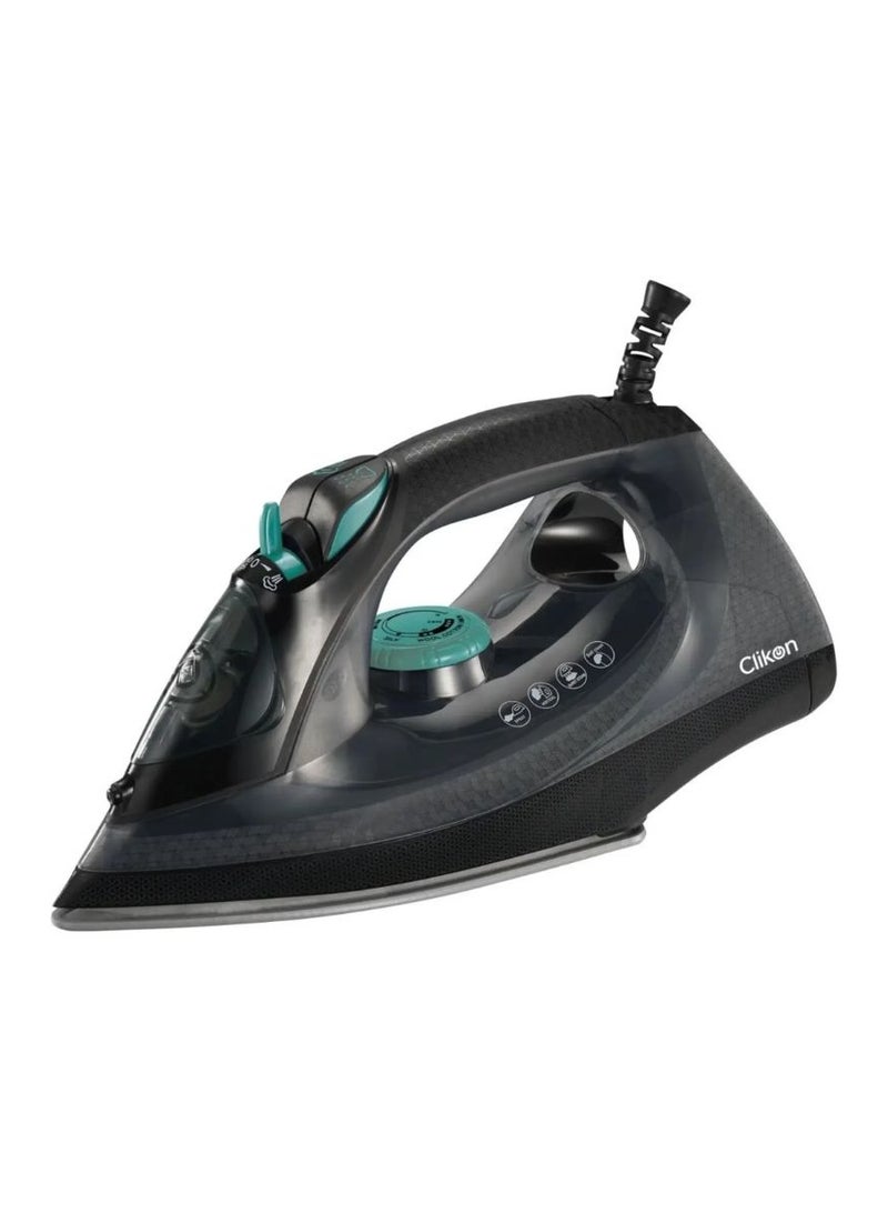 Clikon Steam Iron – 2200W Power, Ceramic Non-Stick Soleplate, Anti-Drip System, Adjustable Temperature – CK4139 – Black 230 ml 2200 W CK4139 black - Image 2