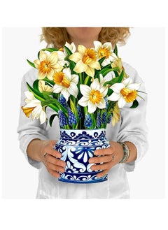 Y&D Pop Up Cards, English Daffodils, 12 inch Life Sized Forever Flower Bouquet 3D Popup Greeting Cards with Note Card and Envelope  - Image 1