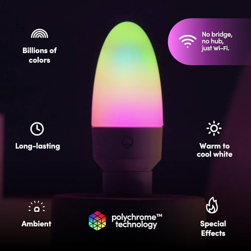 LIFX E12 Candle Color Wi-Fi Smart LED Light Bulb, PolychromeColor, Multi-Zone Dimmable, No Hub Req, App & Voice Control, Compatible with Alexa, Apple HomeKit, Google Assistant & Microsoft Cortana - Image 2