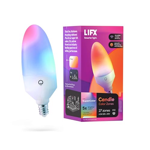 LIFX E12 Candle Color Wi-Fi Smart LED Light Bulb, PolychromeColor, Multi-Zone Dimmable, No Hub Req, App & Voice Control, Compatible with Alexa, Apple HomeKit, Google Assistant & Microsoft Cortana - Image 1