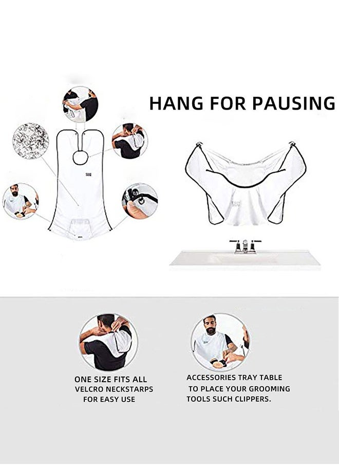 DUNISO Beard bib, men's non stick shaving cloth, shaving apron，with two transparent suction cups, 110x70cm, white  - Image 5