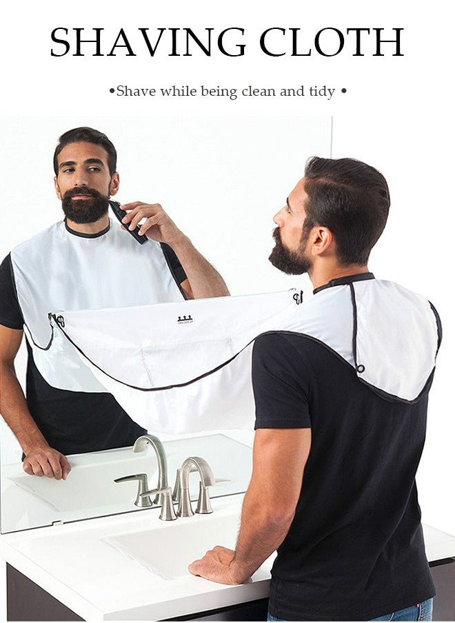 DUNISO Beard bib, men's non stick shaving cloth, shaving apron，with two transparent suction cups, 110x70cm, white  - Image 3