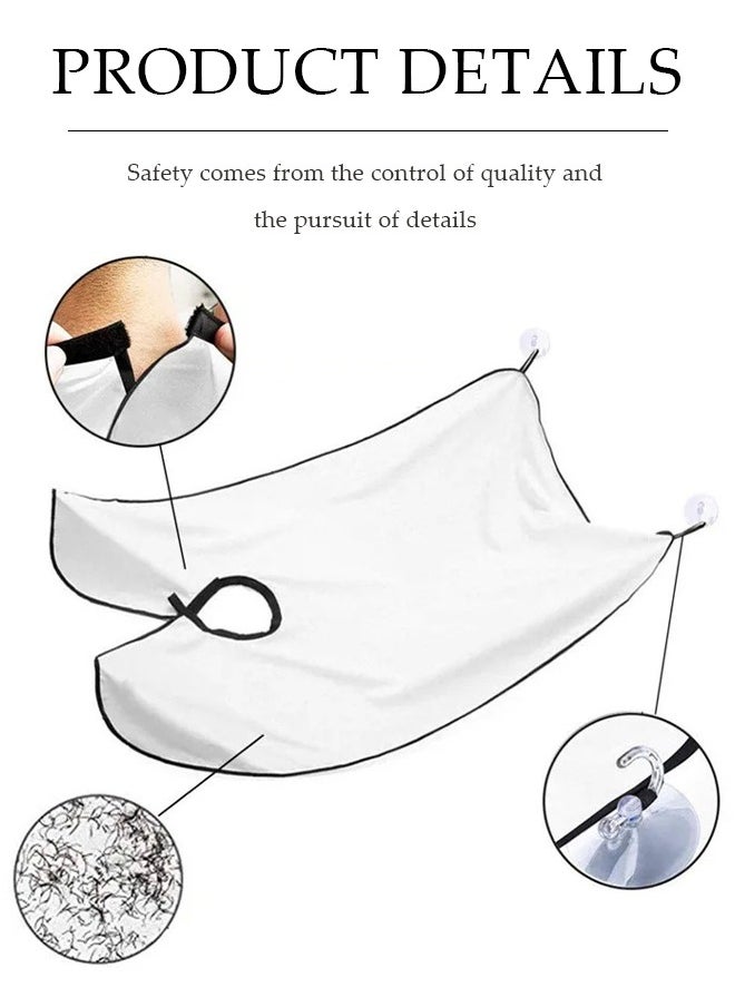 DUNISO Beard bib, men's non stick shaving cloth, shaving apron，with two transparent suction cups, 110x70cm, white  - Image 4