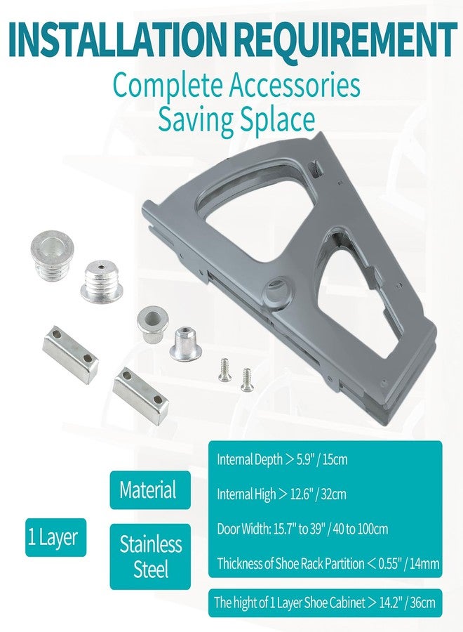 PHITUODA 1 Layers Shoes Drawer Cabinet Hinges Flip Frames, Grey Shoe Cabinet Replacement Fittings Stainless Steel for Kitchen Living Room, 1 Pair - Image 4