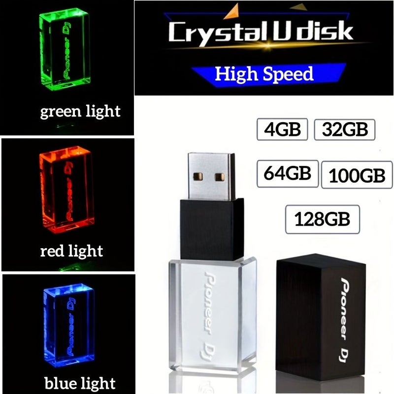 Blue 4GB Crystal Clear USB Flash Drive Storage For Phone Laptop Data - Image 1