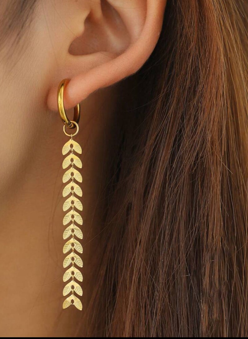 Equal Elegant Women's Stainless Steel Gold Plated Earrings - Image 1