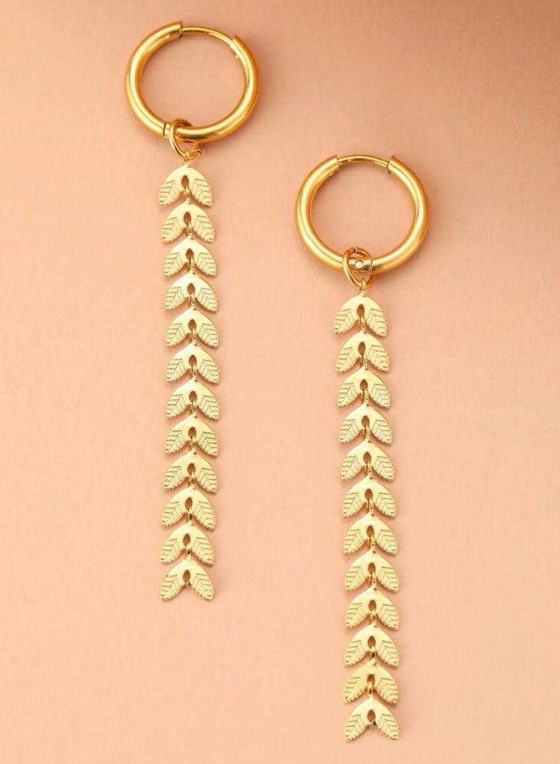Equal Elegant Women's Stainless Steel Gold Plated Earrings - Image 4