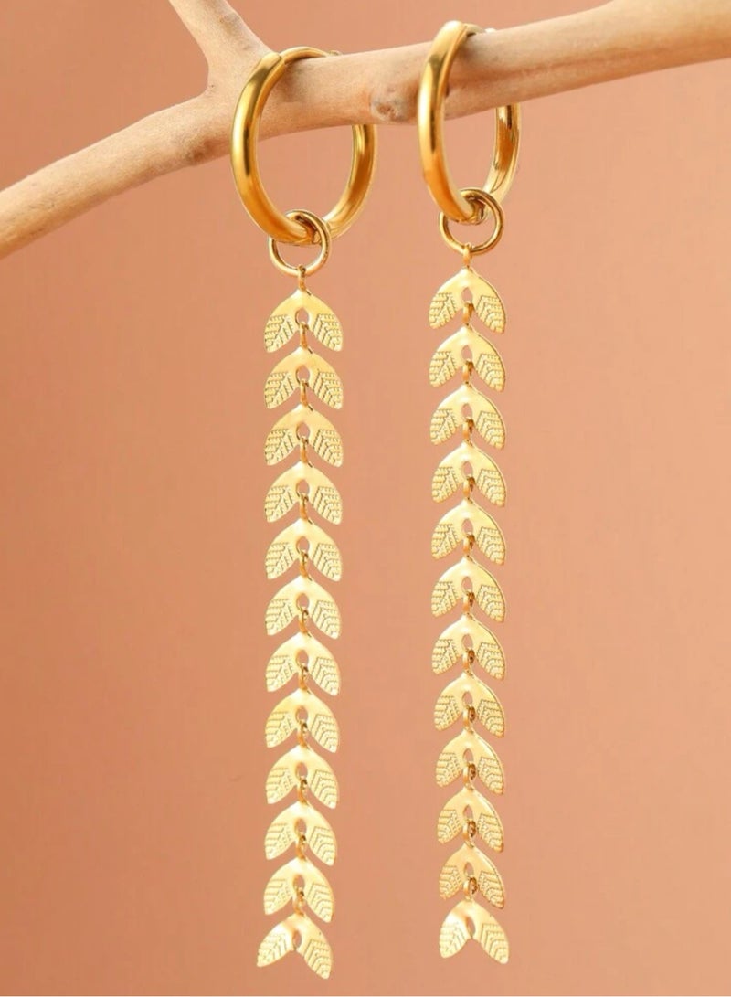 Equal Elegant Women's Stainless Steel Gold Plated Earrings - Image 3