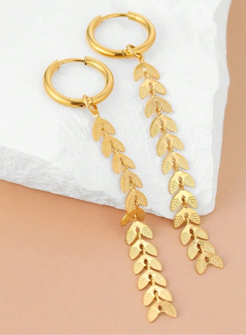 Equal Elegant Women's Stainless Steel Gold Plated Earrings - Image 2