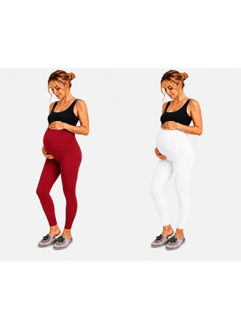 TUMMY Pack of 2 Viscose Solid High Waist Maternity Leggings