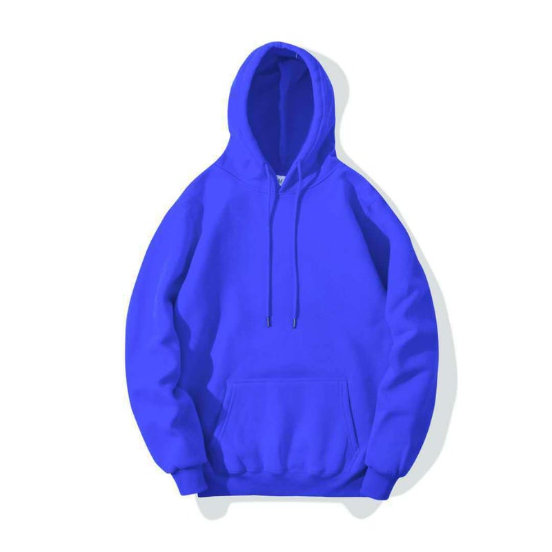 Generic Manufacturers supply mens long-sleeved blank sports sweater to print logo fleece pullover hoodie Blue 