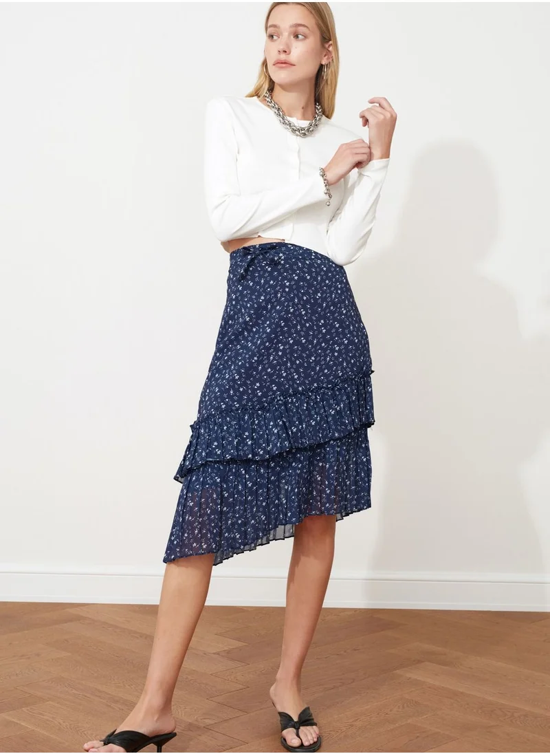 ترينديول Asymmetric Printed Midi Skirt