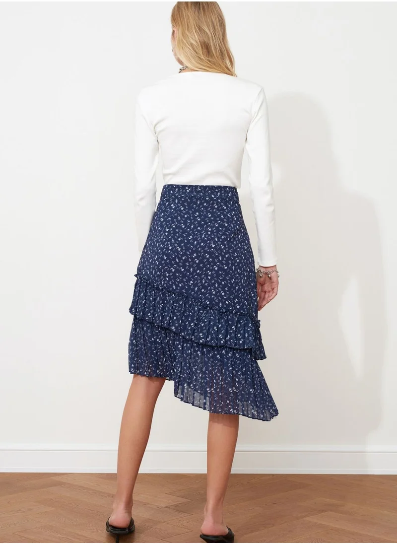 ترينديول Asymmetric Printed Midi Skirt