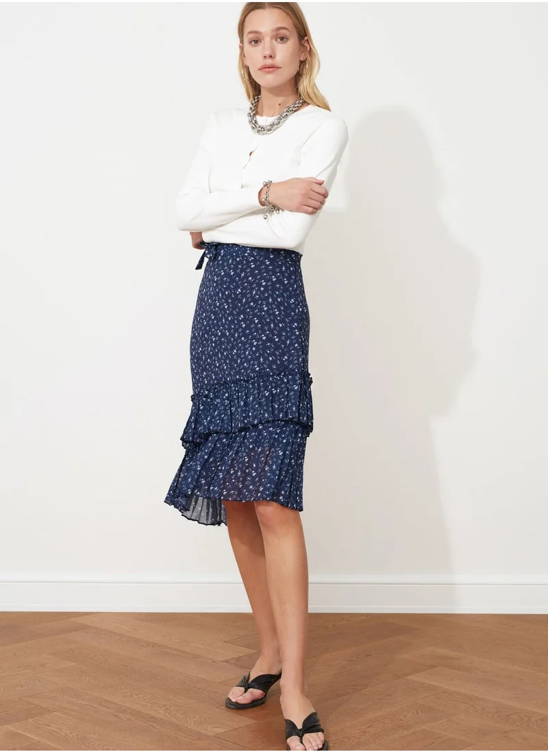 ترينديول Asymmetric Printed Midi Skirt