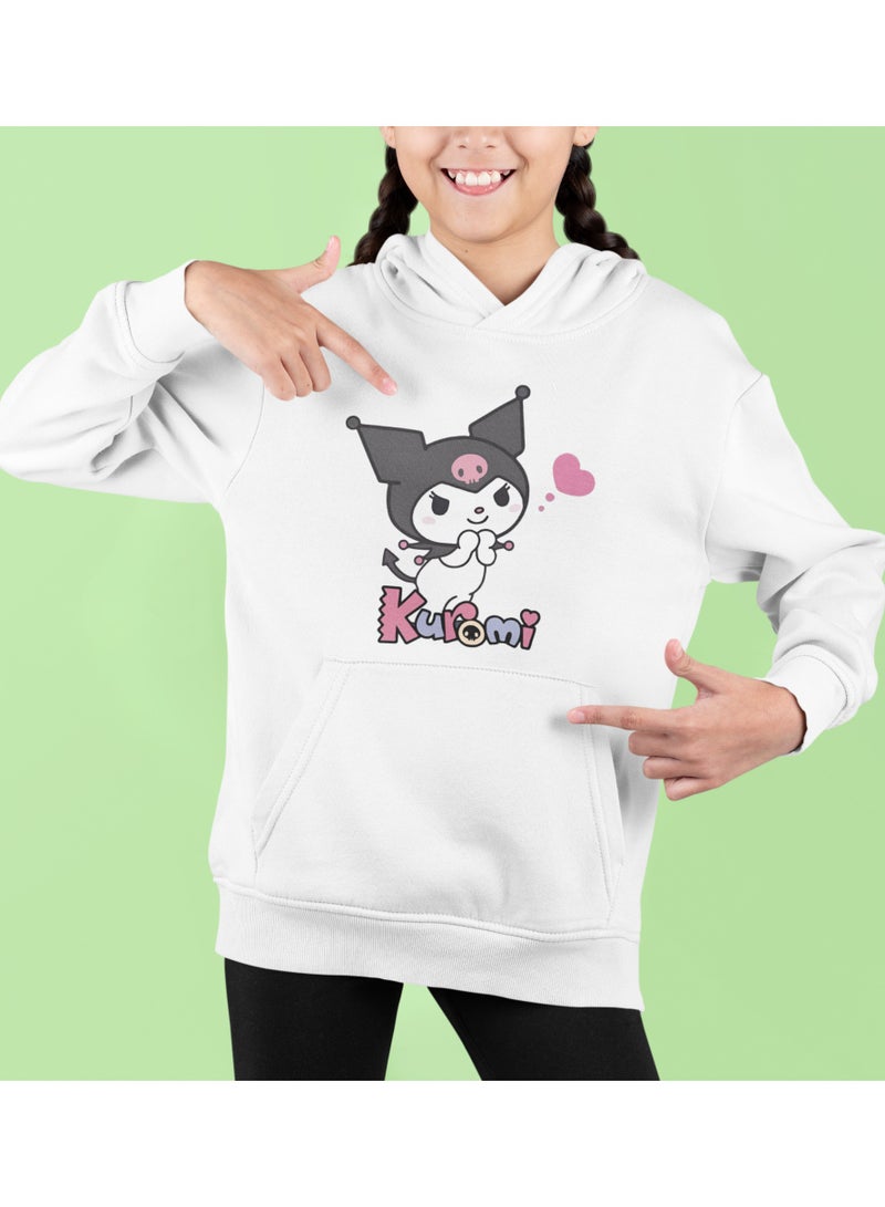 ZOOM 'KUROMI WITH HEART' WHITE HOODIE