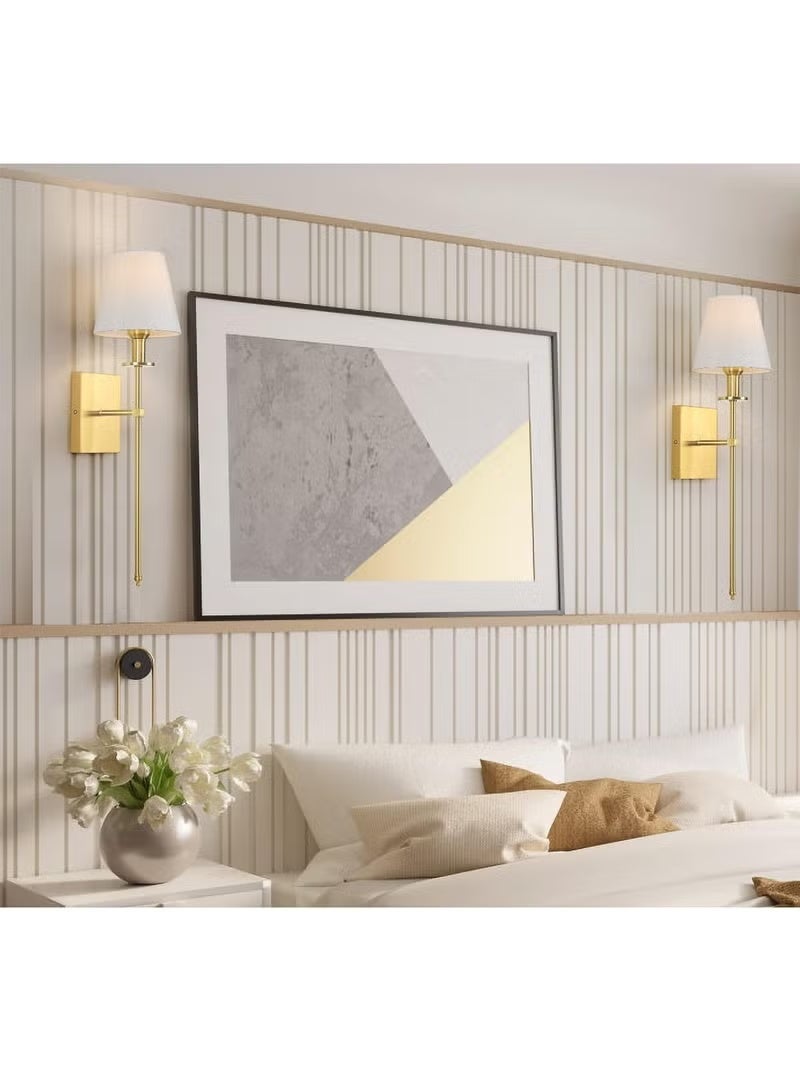 2 قطعة من أضواء الجدران الرفيعة بظلال قماشية، مصابيح جدارية صناعية، تركيبات جدارية مثبتة على الحائط للمرايا والممرات والمطابخ وغرف النوم وغرف المعيشة والحمامات، بلون - Image 4