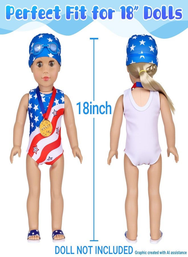 UNICORN ELEMENT 9 Pcs American 18" Doll Clothes Swimsuit Set & Accessories - Image 4