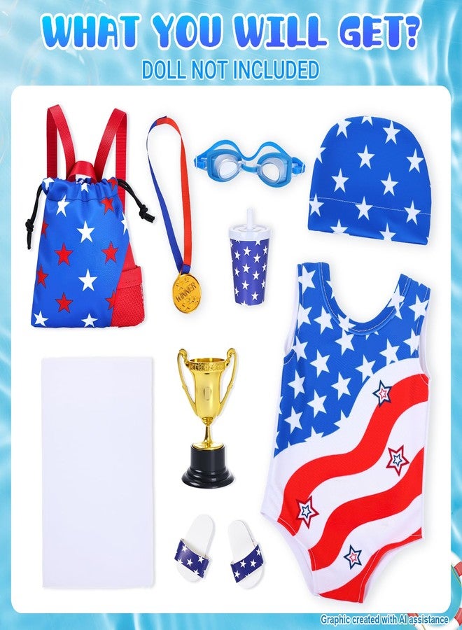 UNICORN ELEMENT 9 Pcs American 18" Doll Clothes Swimsuit Set & Accessories - Image 2