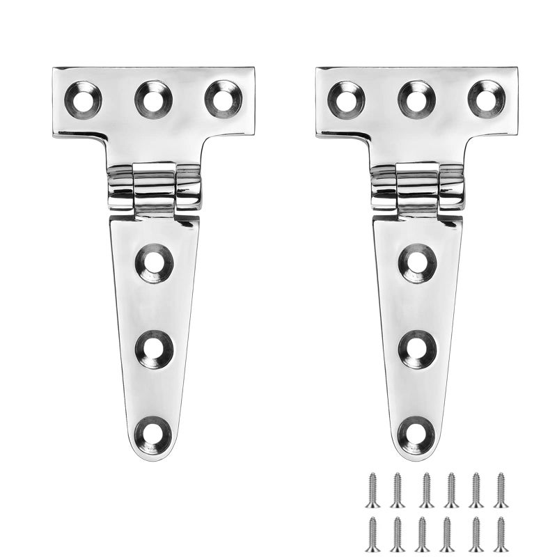 ODYSUNRAL Marine Grade T Hinges Stainless Steel Boat Hinges 4 inch x 2 inches No Noise Heavy Duty 316 Stainless Steel with Screws 2 PCS