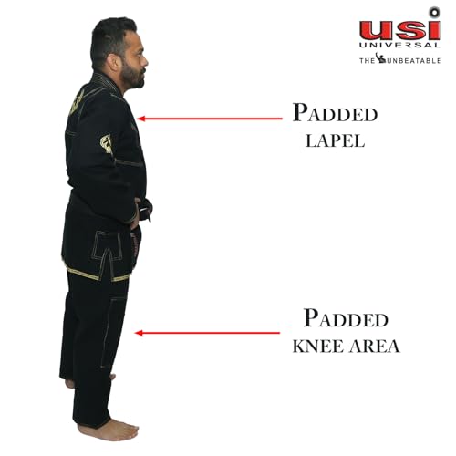 USI UNIVERSAL Jiu Jitsu Gi Dress for Men, BJJ Gi with Jacket, Pants, and Black Belt for Martial Arts Training Grappling Uniform (A0, Black) - Image 4