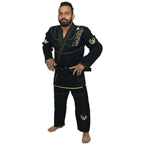 USI UNIVERSAL Jiu Jitsu Gi Dress for Men, BJJ Gi with Jacket, Pants, and Black Belt for Martial Arts Training Grappling Uniform (A0, Black) - Image 1