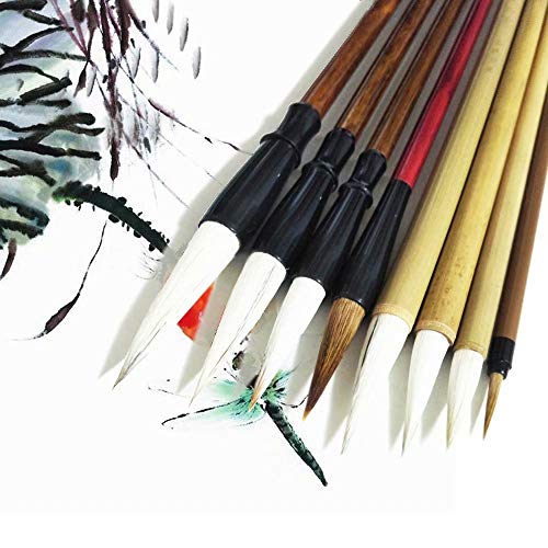 Juedi Chinese Calligraphy Brush Set Watercolor Sumi Drawing Brushes for Writing Painting Pack of 8