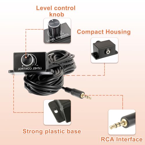 JAMHER Universal Car Amplifier Level Controller Car Audio Control Knob Sub Amp Volume Control Cable with 3.5mm Wire for Car Motorcycle Speakers Home Theater - Image 3