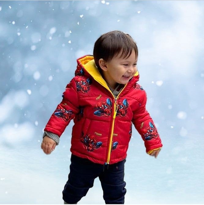 Sedirli Inflatable Unisex Children's Coat with Fleece Inside, Thick Waterproof Hooded Printed Winter Inflatable Coat - Image 2