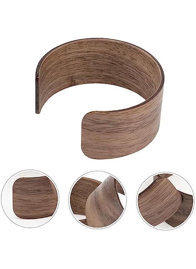 Generic 4 Pcs Solid Wood Heat Insulation Mat Cup Holder Sleeve Water Bottle Protective Sleeve Cold Beverage Sleeve Tumbler Cup Sleeve Insulated Water Bottle Reusable Cup Wooden Glass Cover  - Image 2