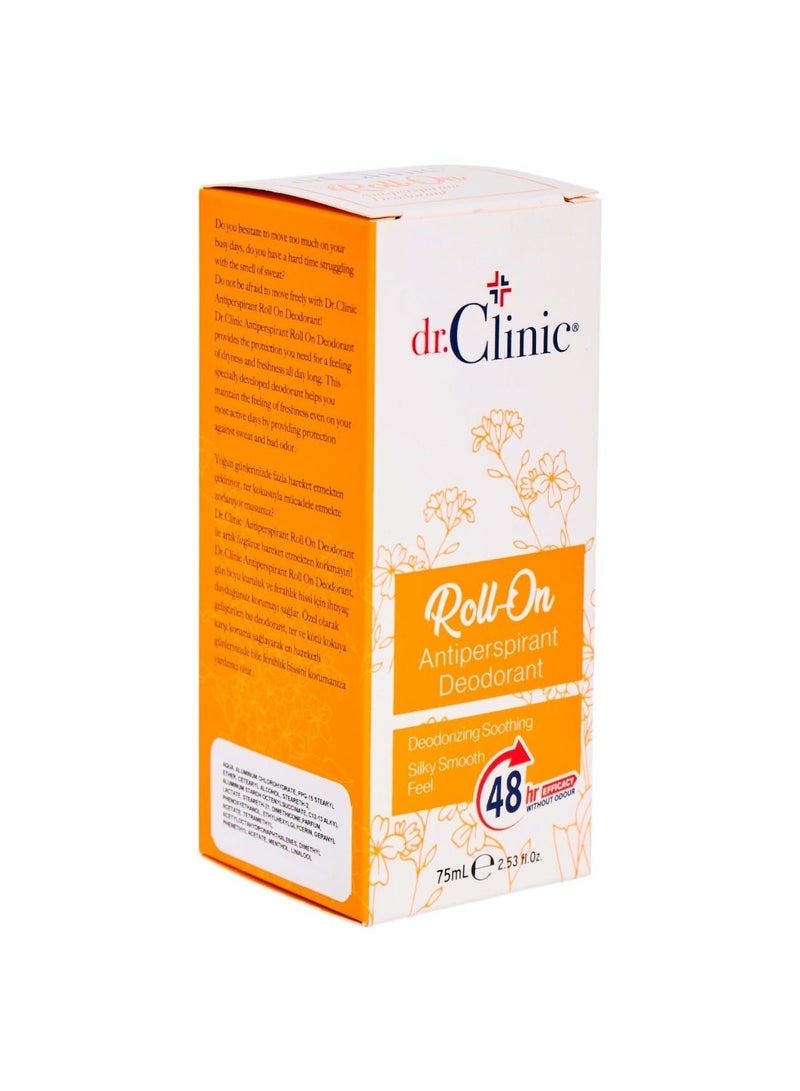 dr.Clinic Roll-On Antiperspirant Deodorant | 48-Hour Protection, Silky Smooth Feel, Deodorant for Men & Women - Citrus Scent - 75 ml - Image 3