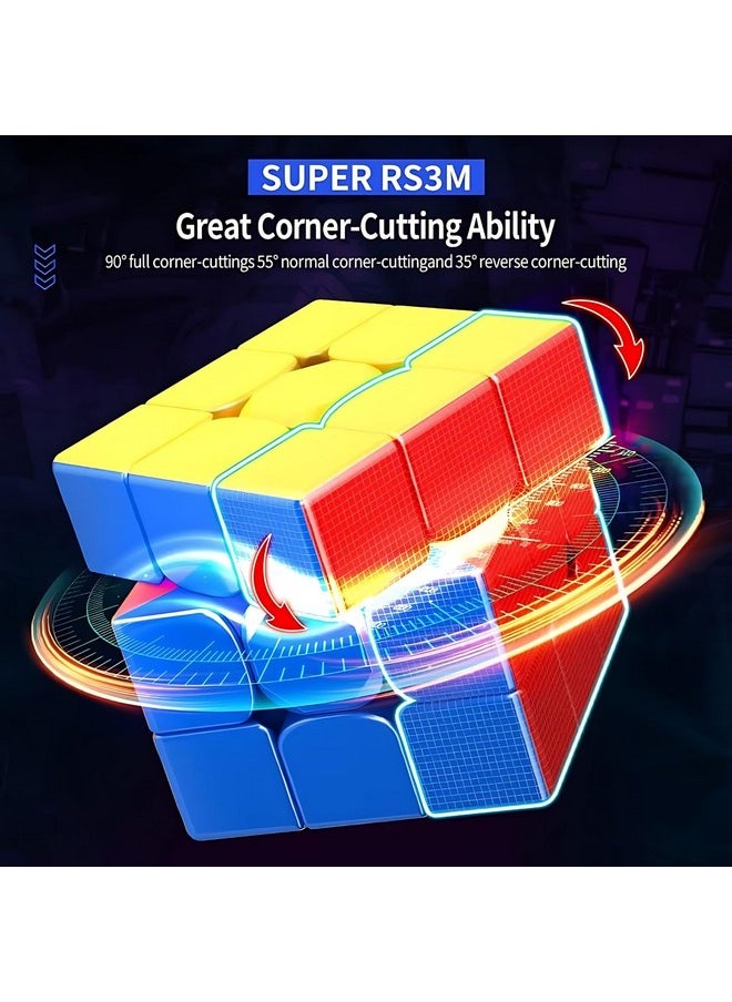 Cubelelo MoYu Super RS3M Ball-Core 3x3 Cube | Maglev with Core Magnets | Highspeed Smooth Lightweight Speed Cube for Children Kids Adults Boys Girls